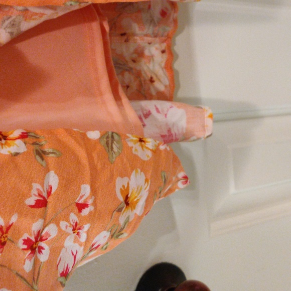 White Birch NWOT light tangerine floral dress size 2X - Picture 5 of 8
